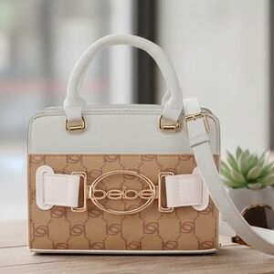 Bebe Cream and Tan Satchel